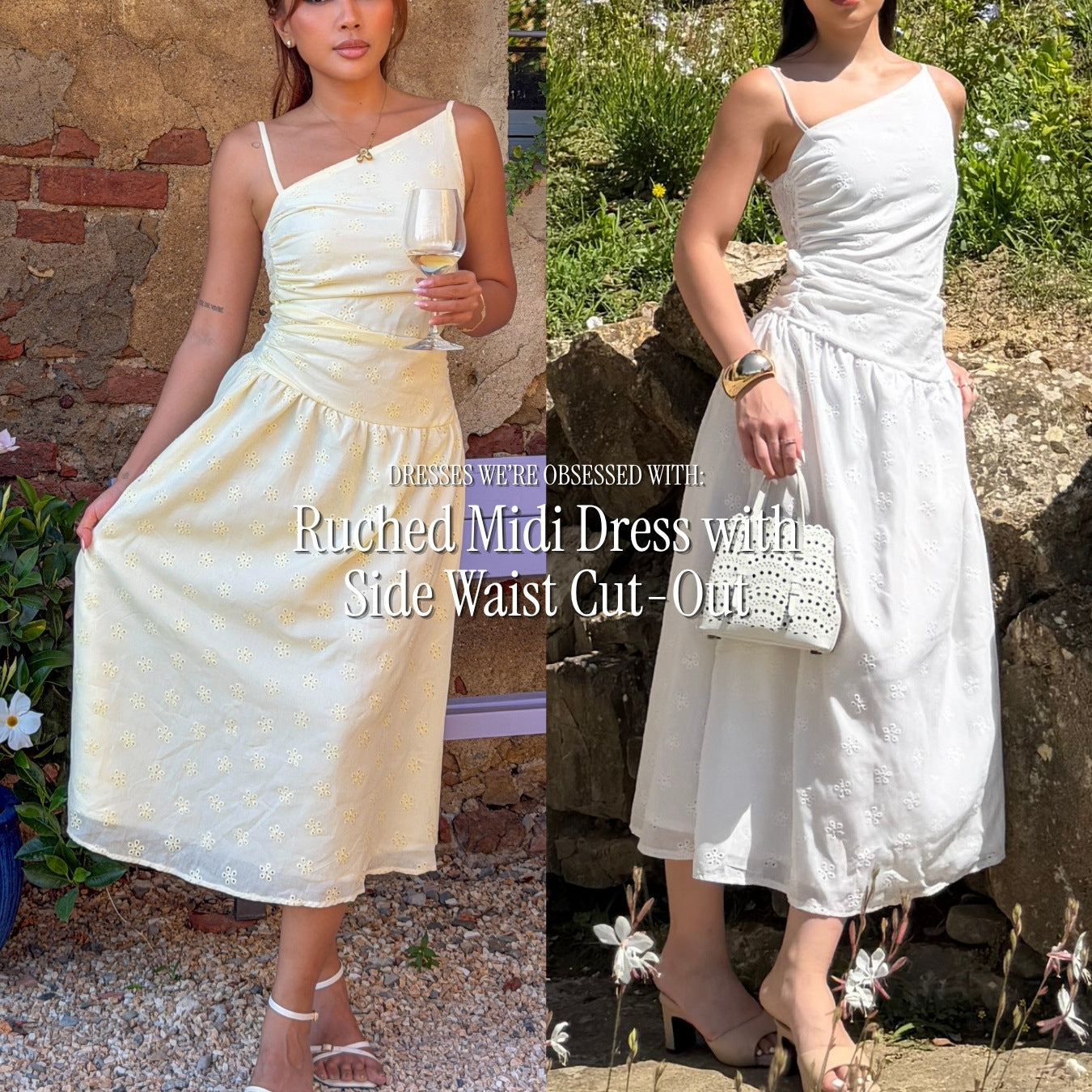 She Wears Sugar – Tuscan Sun Maxi Dress | One Shoulder Maxi Dress Eyelet Summer Bali Outfit Resort Wear