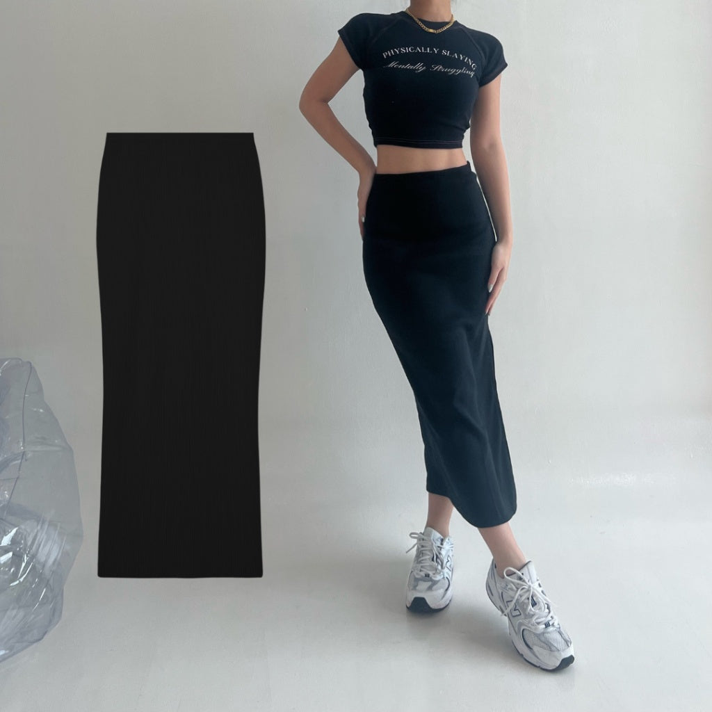 Sugar Basics - Wife Her Knitted Bodycon Maxi Skirt