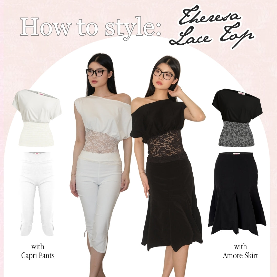 Shewearssugar -- Theresa Fitted Lace Top | Bailey | Off Shoulder | Top Wanita | Fitted Tee