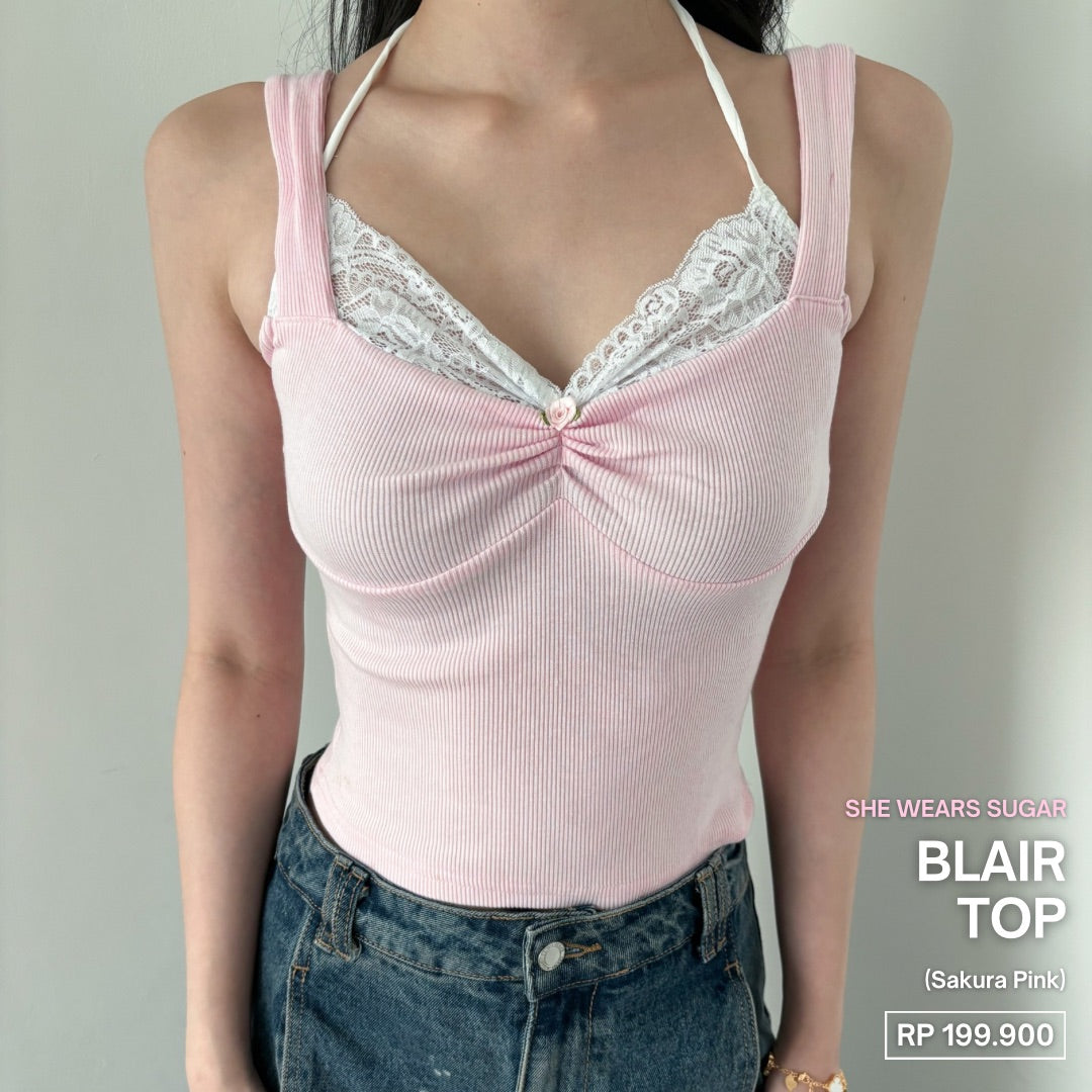 SHEWEARSSUGAR Blair Lace Halter Neck Knitted Tank Top