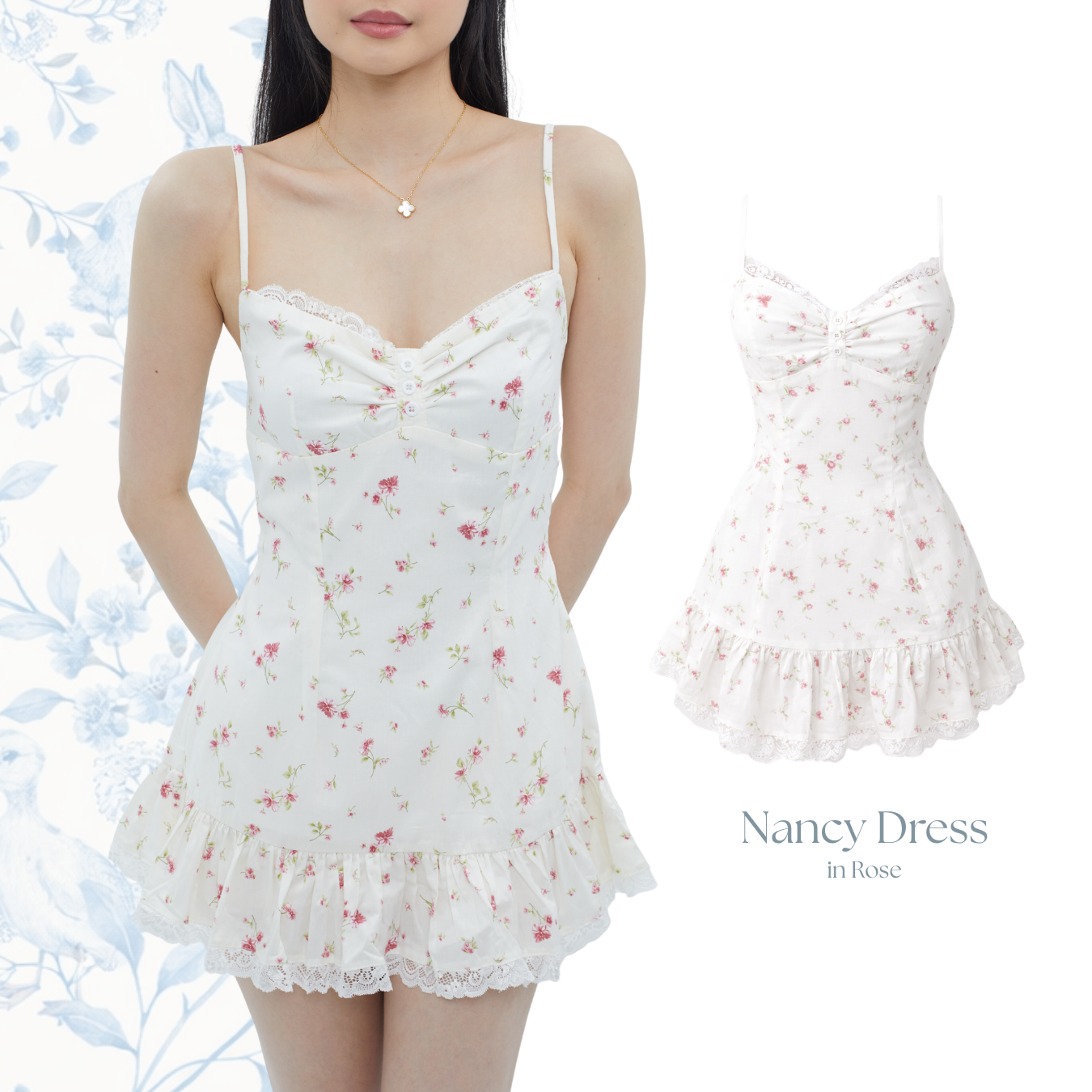 She Wears Sugar x Isabella – Nancy Dress | Dress Wanita Mini Summer Dress Dress Korea Gaun Putih Coquette Lace Fit Body