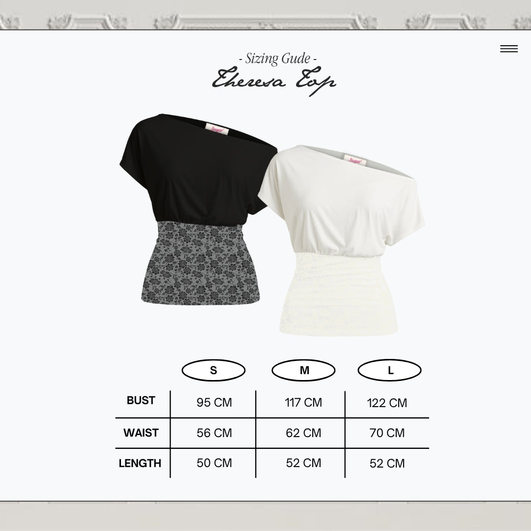 Shewearssugar -- Theresa Fitted Lace Top | Bailey | Off Shoulder | Top Wanita | Fitted Tee