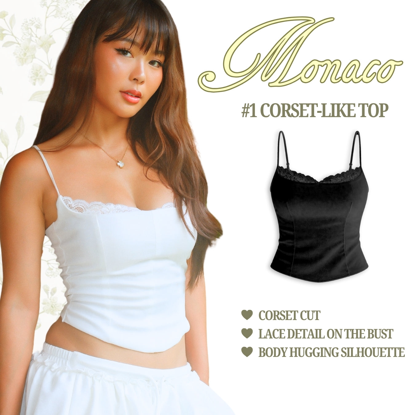 She Wears Sugar x Isabella – Monaco Corset Top | Corset Top Wanita Fit Body Baju  Atasan Cewe Korean Style