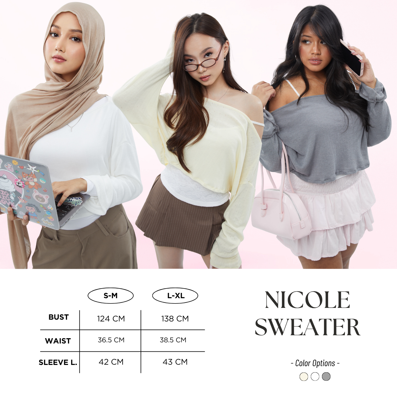 She Wears Sugar – Nicole Sweater | Sweater Wanita Rajut Korean Style Outer Wanita Lengan Panjang Baju Atasan Wanita Terbaru