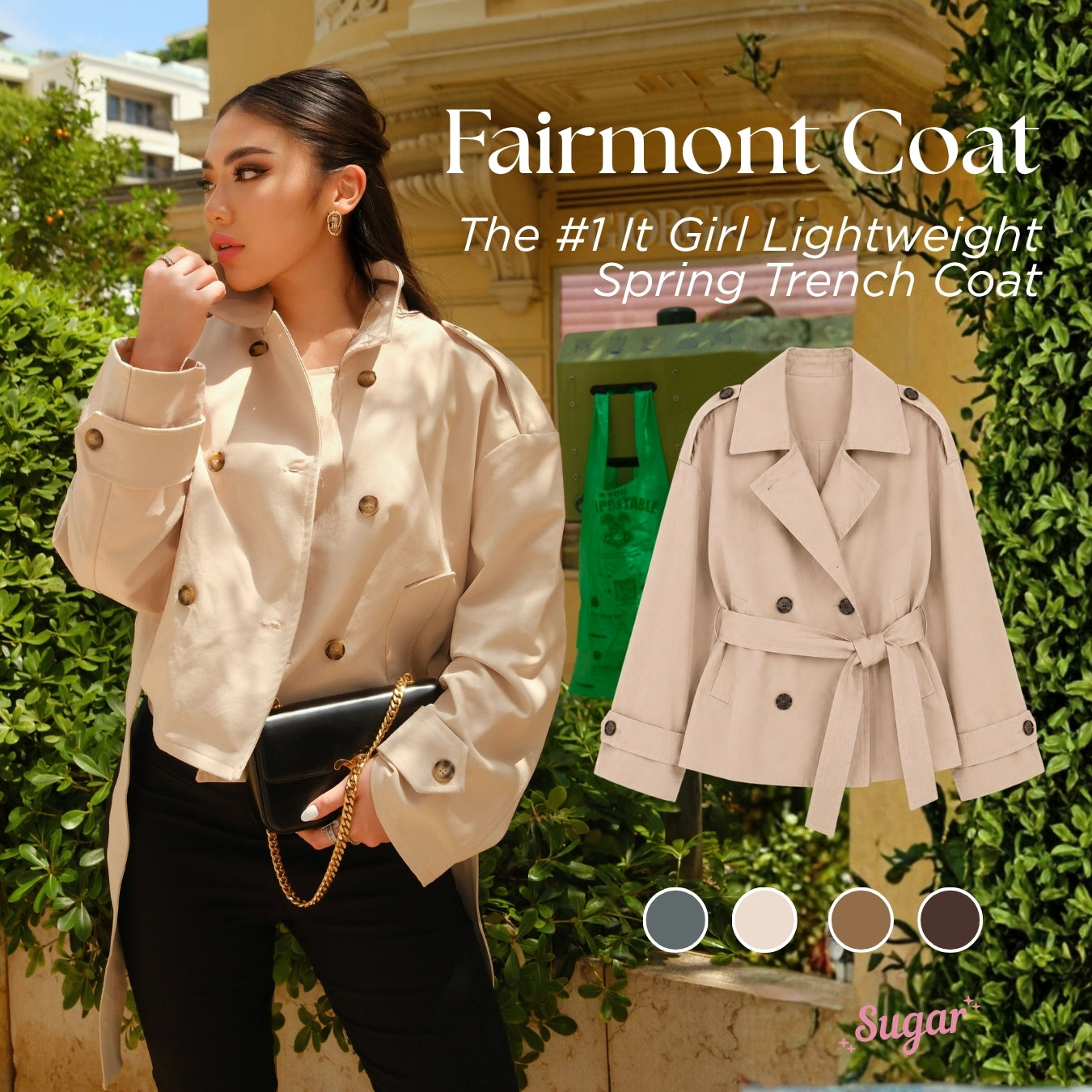 She Wears Sugar – Fairmont Trench Coat | Outer Wanita Trench Coat Korean Style Office Summer Bali Outfit Premium Wanita