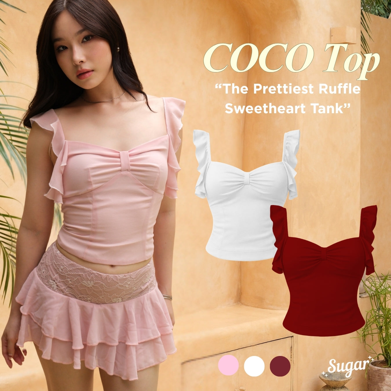 She Wears Sugar x Isabella – Coco Top | Baju Atasan Wanita Terbaru Tank Top Wanita Atasan Cewe Korean Style Summer Outfit