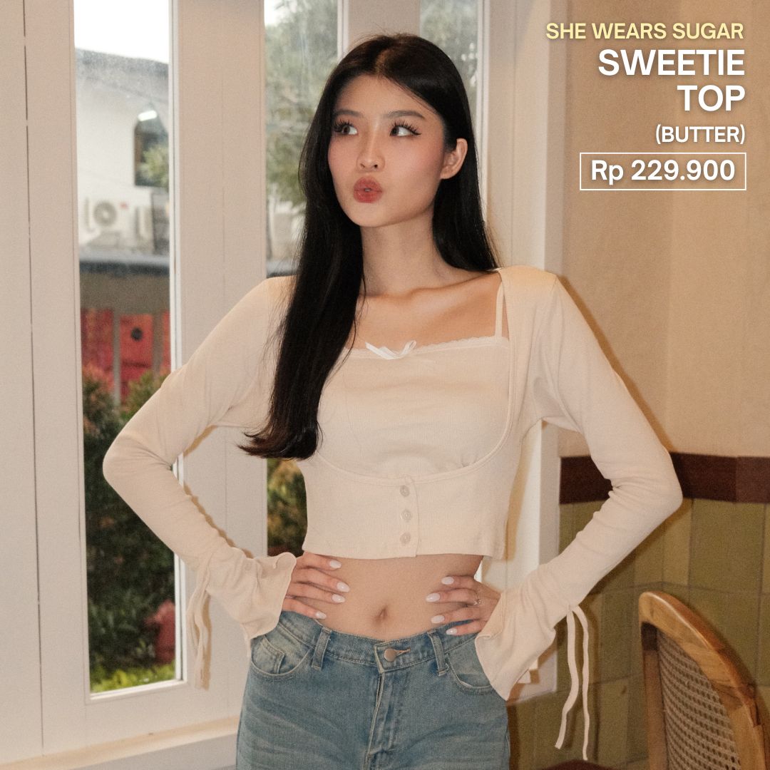 SHEWEARSSUGAR x ZETA BLANCO - Sweetie Top | Bolero Set | Outfit Korea | Top Wanita | Coquette Aesthetic | Crop Top