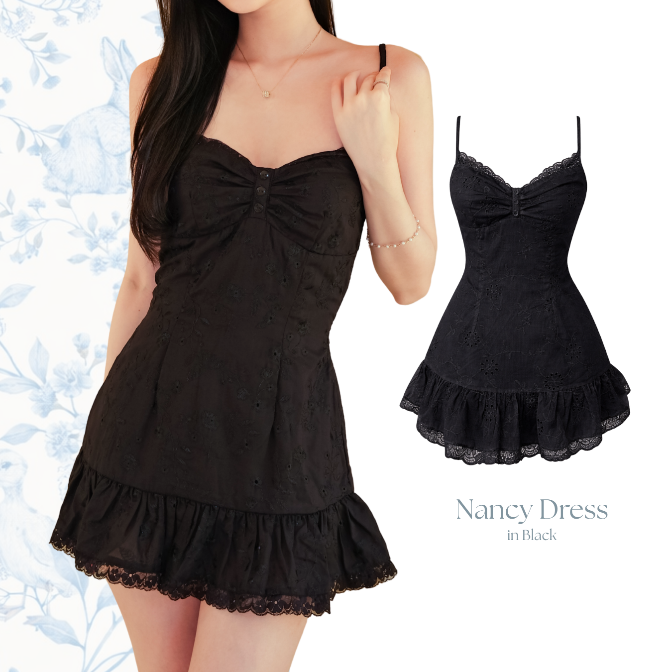 She Wears Sugar x Isabella – Nancy Dress | Dress Wanita Mini Summer Dress Dress Korea Gaun Putih Coquette Lace Fit Body