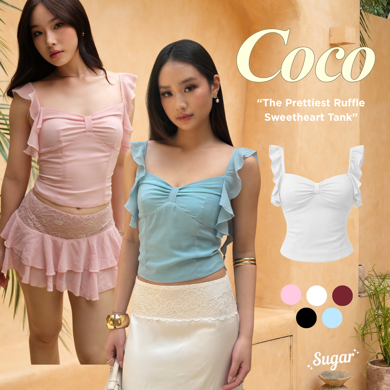 She Wears Sugar x Isabella – Coco Top | Baju Atasan Wanita Terbaru Tank Top Wanita Atasan Cewe Korean Style Summer Outfit Bali