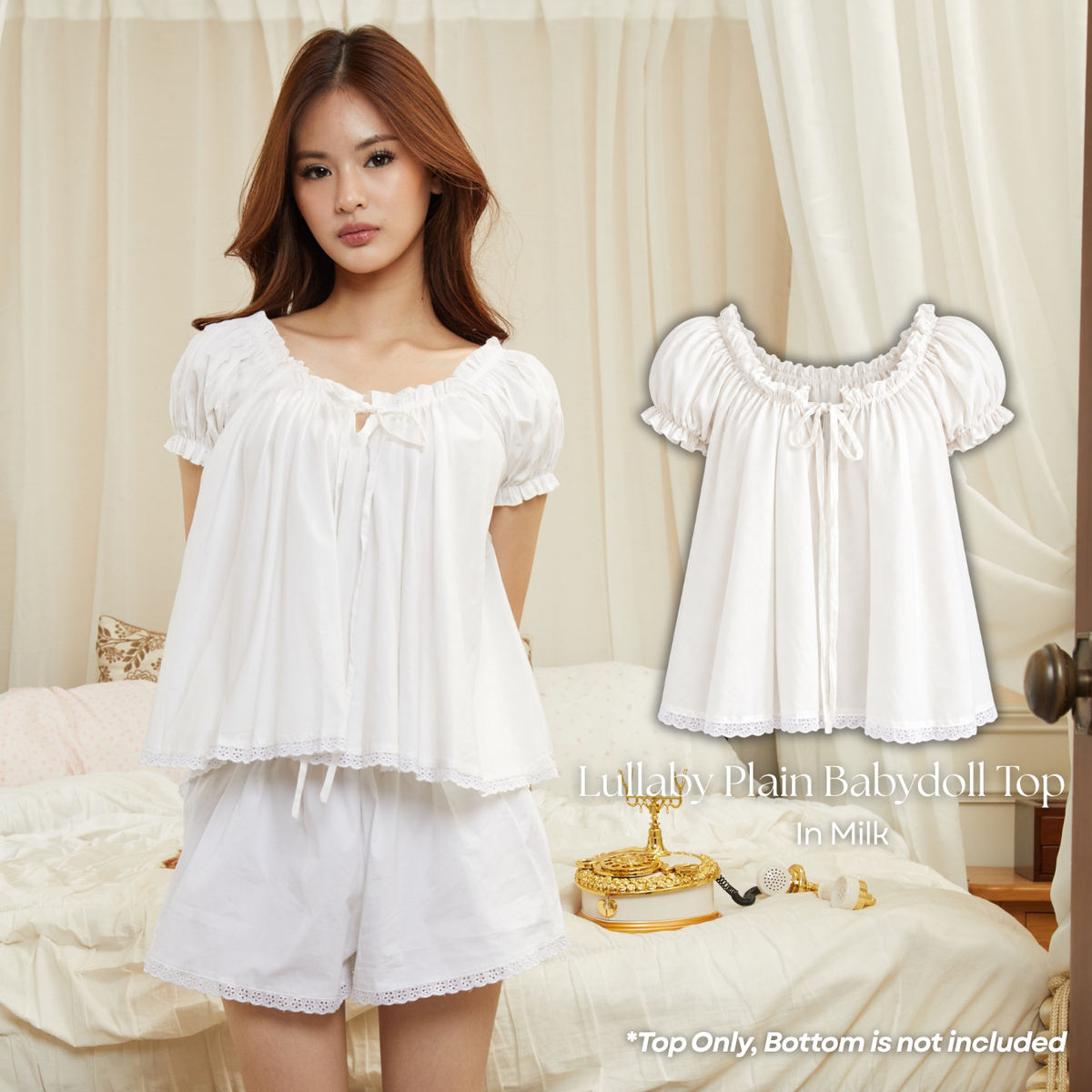 Lullaby Baby Doll Plain Pyjama Top