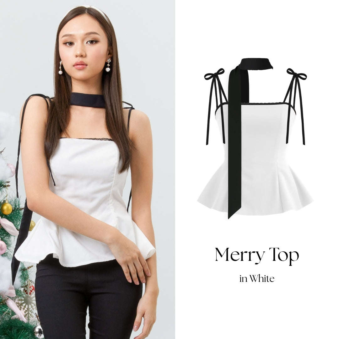 She Wears Sugar – Merry Top | Christmas Top Wanita Halter Neck Scarf Atasan Natal Baju Fit Body