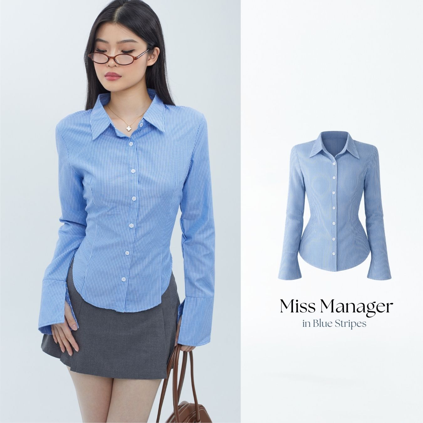 She Wears Sugar x Shagufta – Miss Manager Shirt | Atasan Wanita Kemeja Shirt Wanita Ngantor Outfit Kampus Korean Style Fit Body