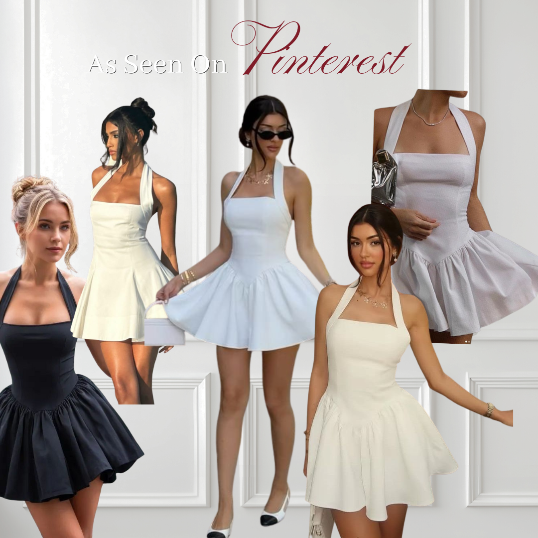 SHEWEARSSUGAR -- Winter Dress – Halter Mini Dress Wanita | Backless Party Dress | Christmas & Dinner Outfit | Coquette | Outfit Formal