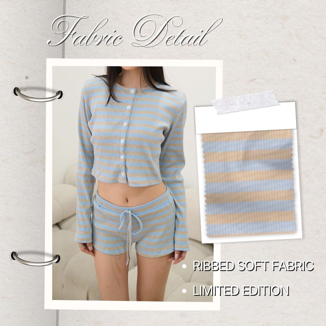 SHEWEARSSUGAR -- Clara Cardigan Set | Shorts | Garis - Garis | Crop Top