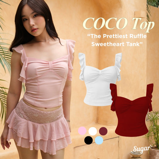 She Wears Sugar x Isabella – Coco Top | Baju Atasan Wanita Terbaru Tank Top Wanita Atasan Cewe Korean Style Summer Outfit Bali