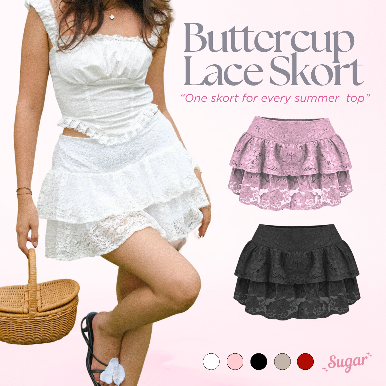 She Wears Sugar x Zeta Blanco – Buttercup Skort | Skort Wanita Rok Celana Wanita High Waist Korean Style Outfit