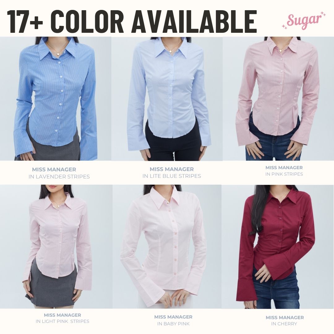 She Wears Sugar – Miss Manager Shirt | Atasan Wanita Kemeja Shirt Wanita Ngantor Outfit Kampus Korean Style Fit Body