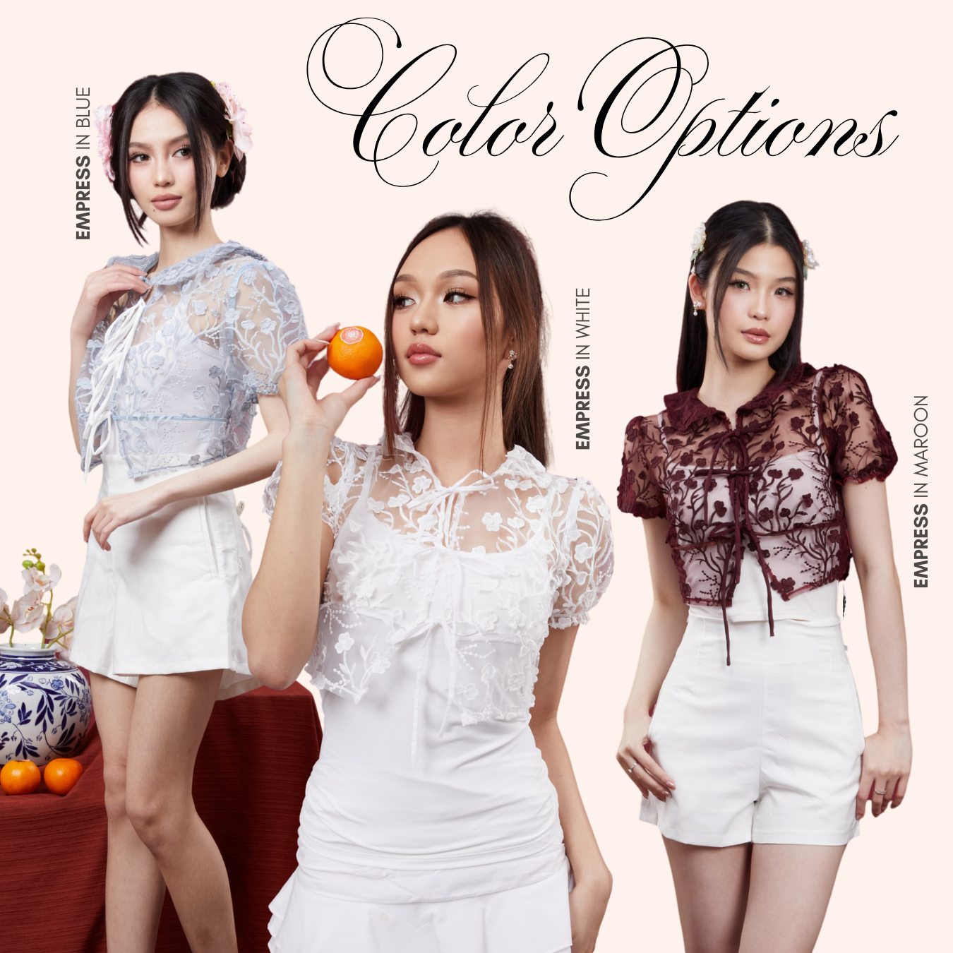 She Wears Sugar – Empress Cardigan | Top Wanita Tulle Bordir Puff Sleeve Loose Fit Ribbon Detail