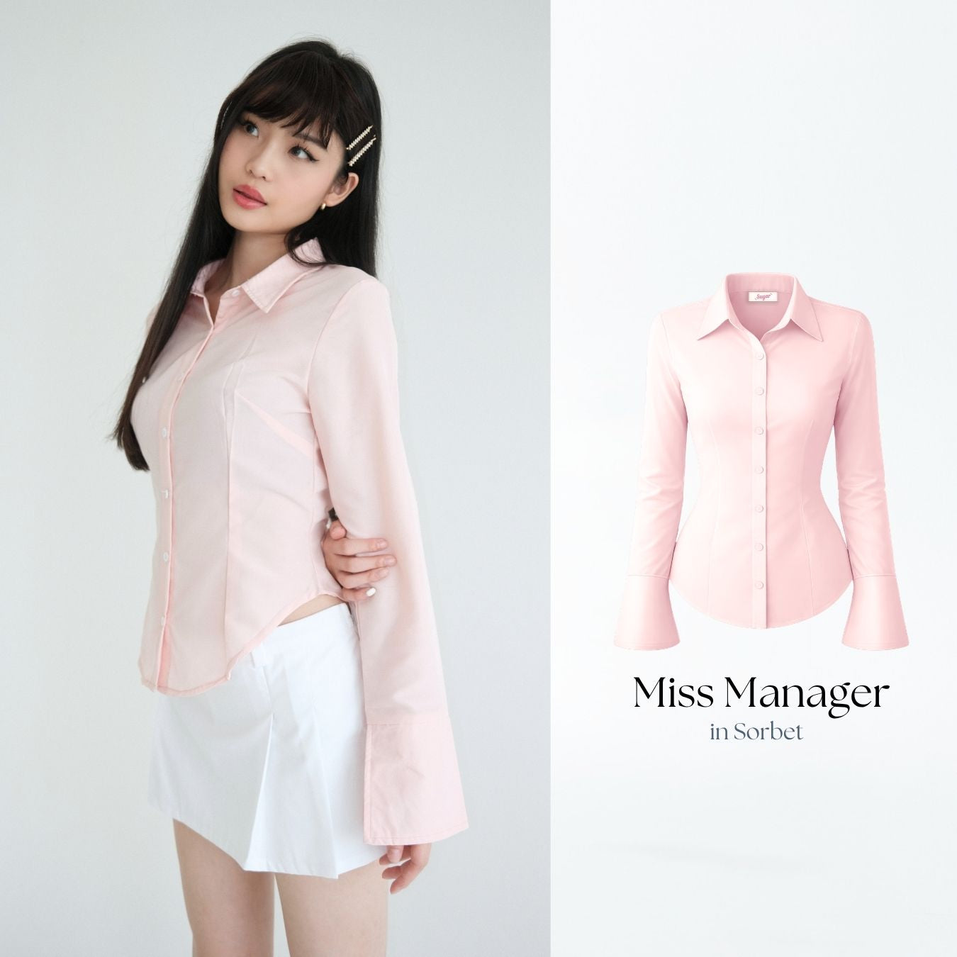 She Wears Sugar – Miss Manager Shirt | Atasan Wanita Kemeja Shirt Wanita Ngantor Outfit Kampus Korean Style Fit Body