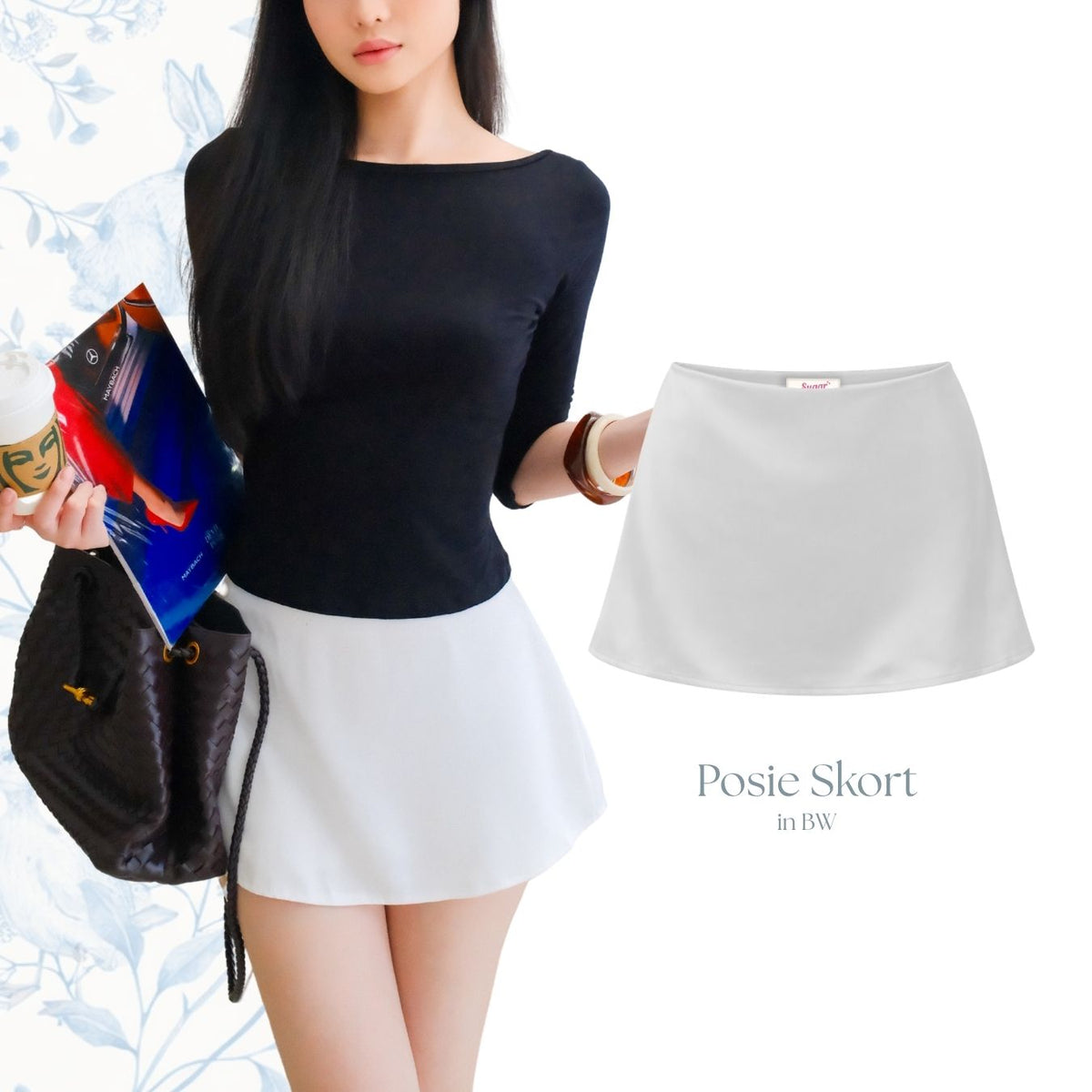 She Wears Sugar x Isabella – Posie Micro Skort | Skort Wanita Low Waist Mini Rok Celana Y2K Outfit Fit Body