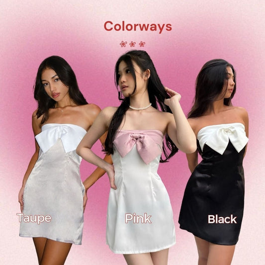 SHEWEARSSUGAR Kiss Me Dress | Dress Wanita | Mini Dress | Valentine Outfit | Dress Pink | Baju Pesta | Dress Pita | Ribbon