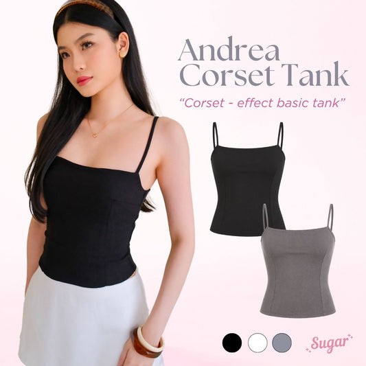 She Wears Sugar – Andrea Corset Tank | Tank Top Wanita Halter Neck Top Baju Atasan Wanita Terbaru Atasan Cewe Korean Style Fit Body