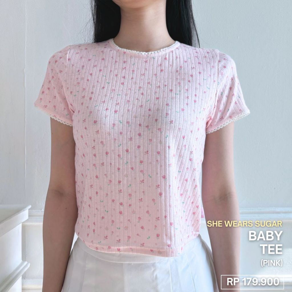 SHEWEARSSUGAR COZY -  BABY TEE | Pakaian Wanita | Top Wanita | Baju Korea | Coquette Outfit