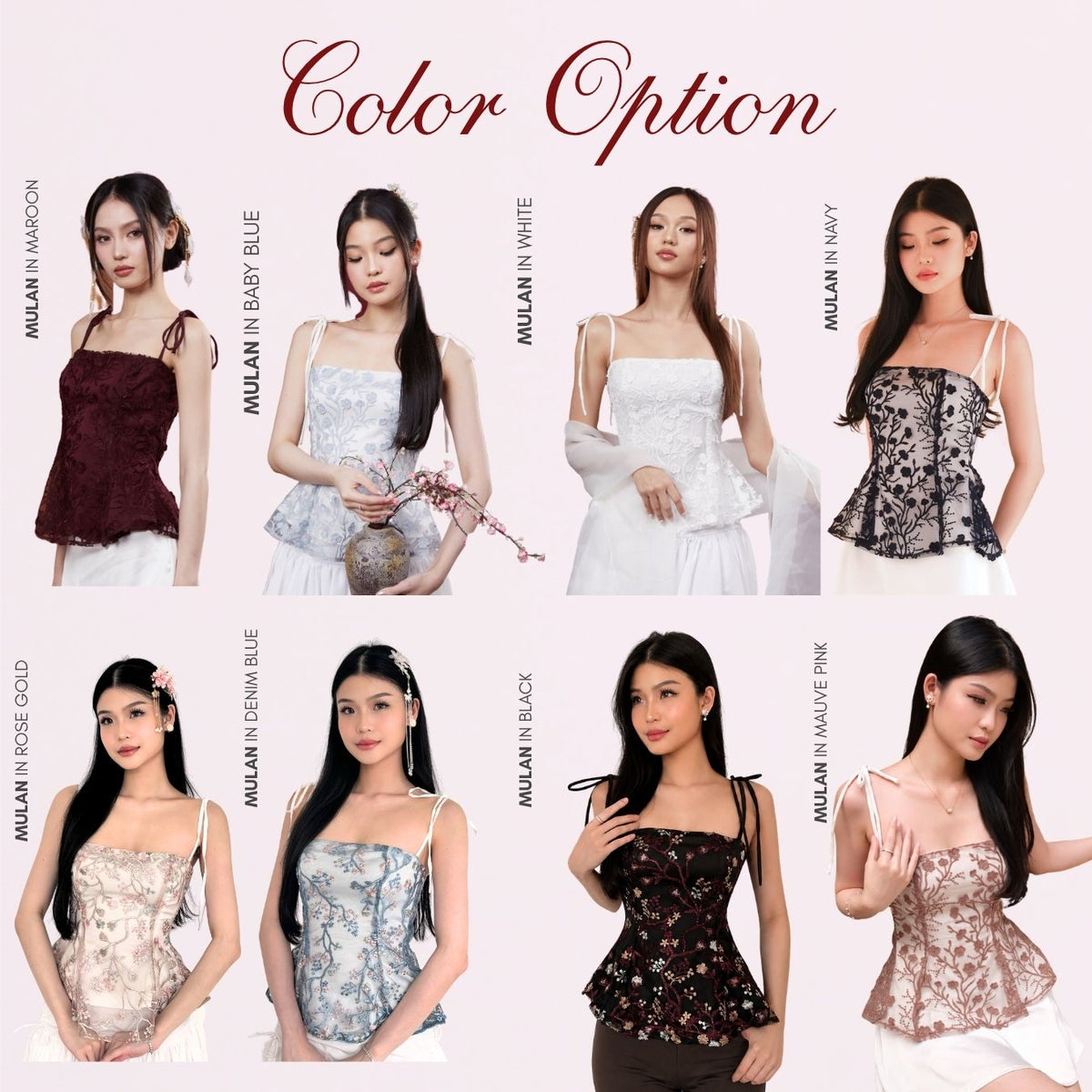 She Wears Sugar — Mulan Top | Tank Top Wanita Peplum Bordir Bunga Tulle Transparan Atasan Korea Coquette Outfit Kondangan Brunch