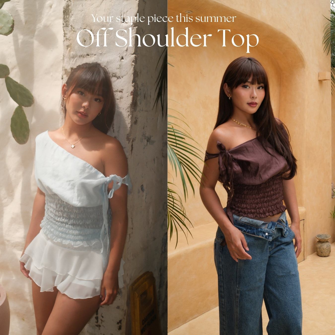 She Wears Sugar x Isabella – Tinker Top | Baju Atasan Wanita Terbaru One Shoulder Top Tank Top Wanita Atasan Cewe Korean Style Summer Outfit Beachwear Blue Outfit