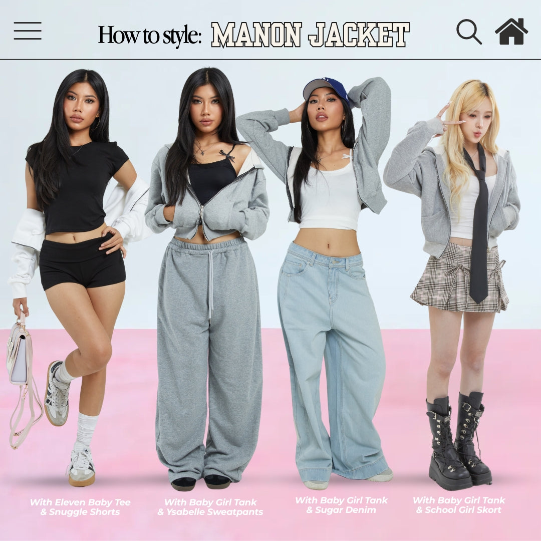 SHEWEARSSUGAR X VARREL RIEVERA — Manon Crop Zip Jacket | Airport Outfit | Jaket Sweater | Wanita Cewe | Jaket perempuan |