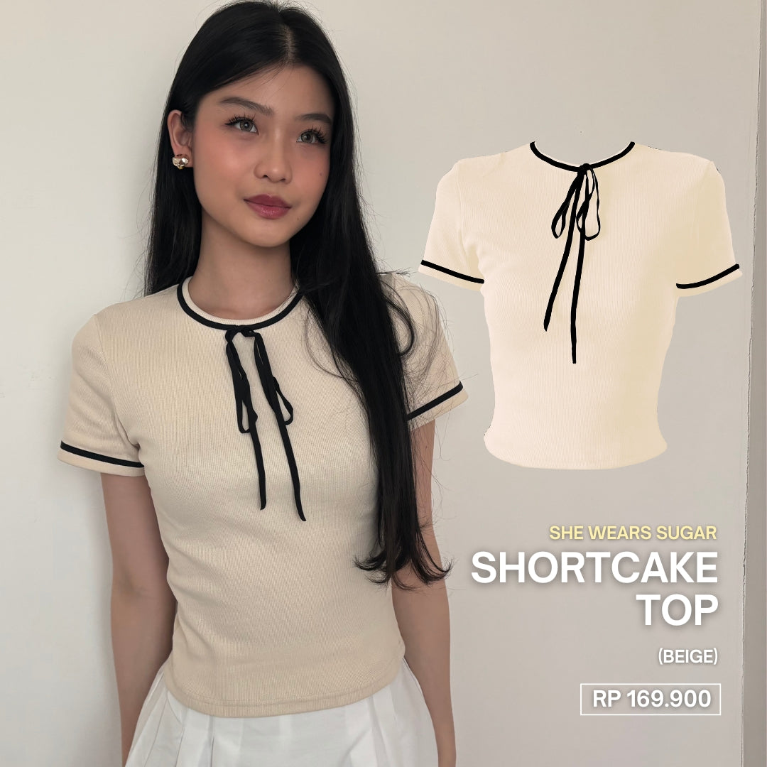 She Wears Sugar -- Shortcake Top | Atasan Wanita | Outfit Korea | Ribbon Top | Coquette Aesthetic