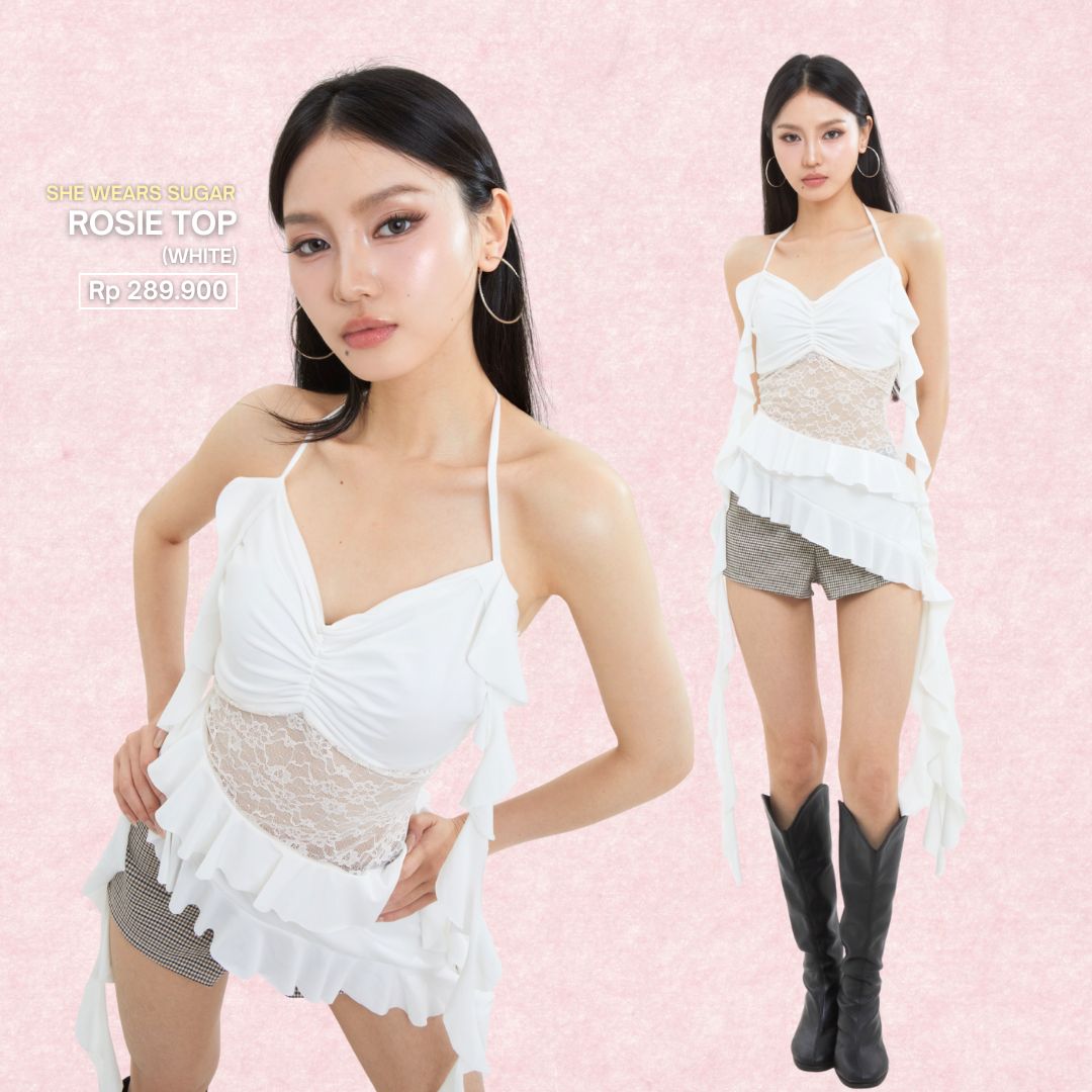Shewearssugar -- Rosie Lace Top | Atasan Wanita Stylish | Blackpink Konser Outfit