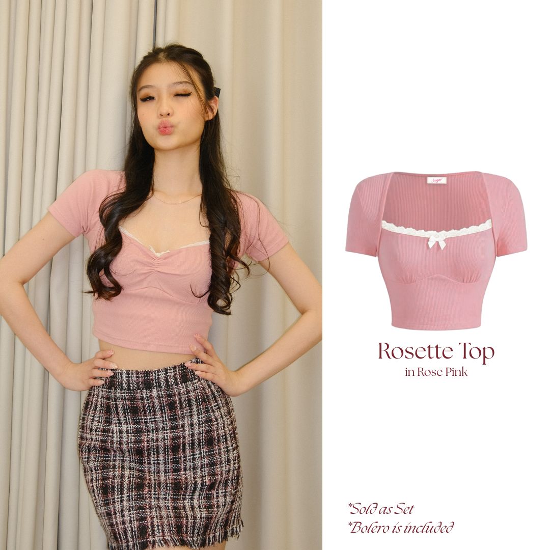She Wears Sugar – Rosette Top | Tank Top Bolero Wanita Lace Top Summer Bali Outfit Coquette