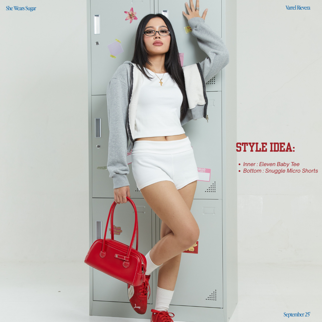 SHEWEARSSUGAR X VARREL RIEVERA — Manon Crop Zip Jacket | Airport Outfit | Jaket Sweater | Wanita Cewe | Jaket perempuan |