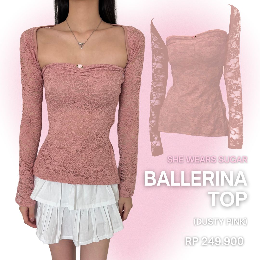 SHEWEARSSUGAR x ZETA BLANCO BALLERINA TOP | Top Wanita Atasan Lengan Panjang | Long Sleeve Top | Atasan Baju Wanita