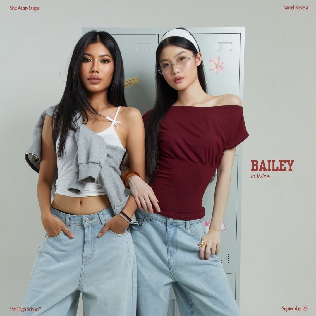 She Wears Sugar x Varrel Rievera – Bailey Fitted Top | Kaos Wanita Fitted Tee T Shirt Wanita Atasan Cewe Korean Style Fit Body
