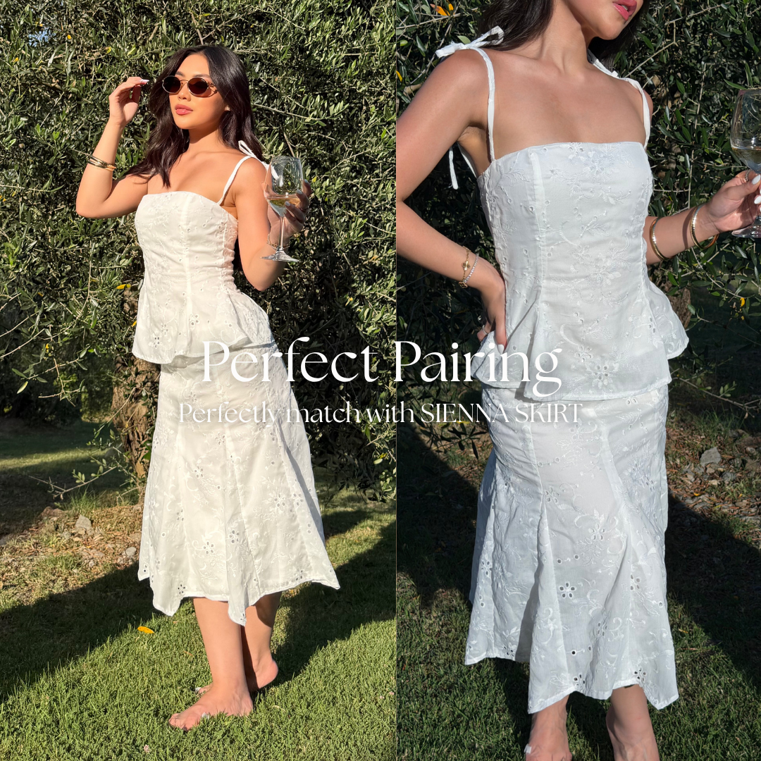 She Wears Sugar – Limoncello Top | Eyelet Peplum Top Corset Top Summer Bali Outfit Coquette