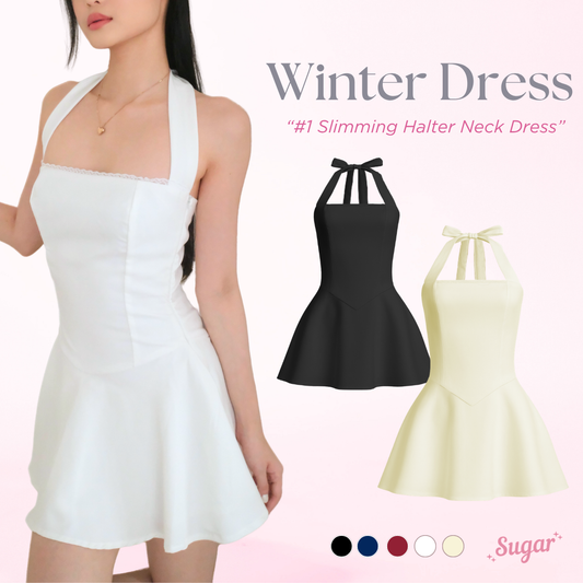 Shewearssugar – Winter Dress |  Wanita Halter Mini Dress Backless Party Dinner Outfit