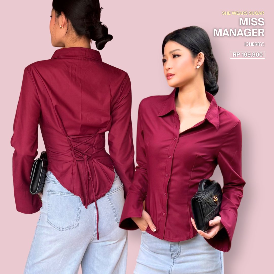 SHEWEARSSUGAR x SHAGUFFTA - Miss Manager Shirt | Shirt Wanita Ngantor | Atasan Wanita Kemeja