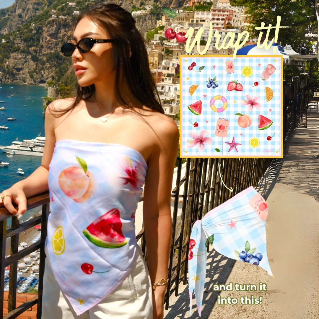 Shewearssugar - Picnic Scarf Top | Scarf Top Wanita Summer | Picnic Top Cewek | Coquette Top Summer Look | Atasan Wanita