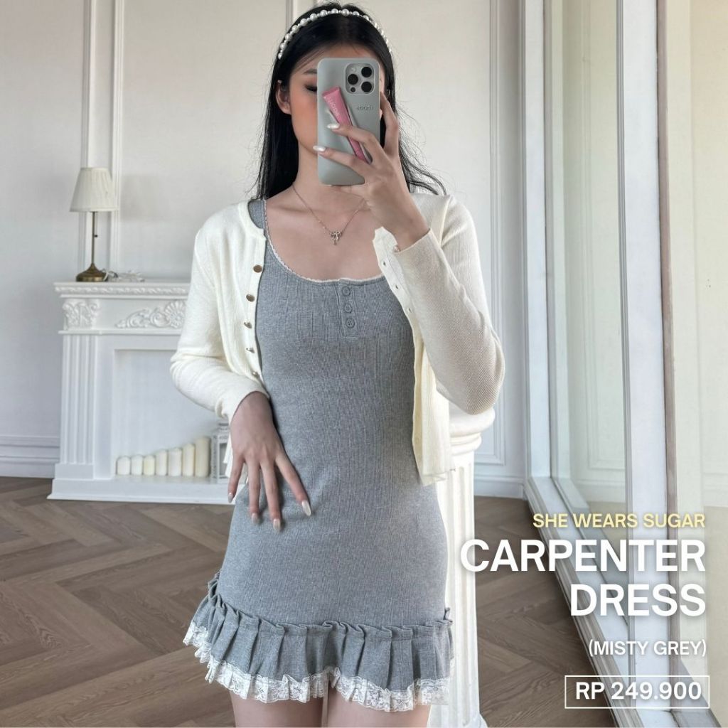 She Wears Sugar x Shagufta – Carpenter Dress | Dress Wanita Mini Dress Korea Outfit Korean Style Coquette Aesthetic Fit Body