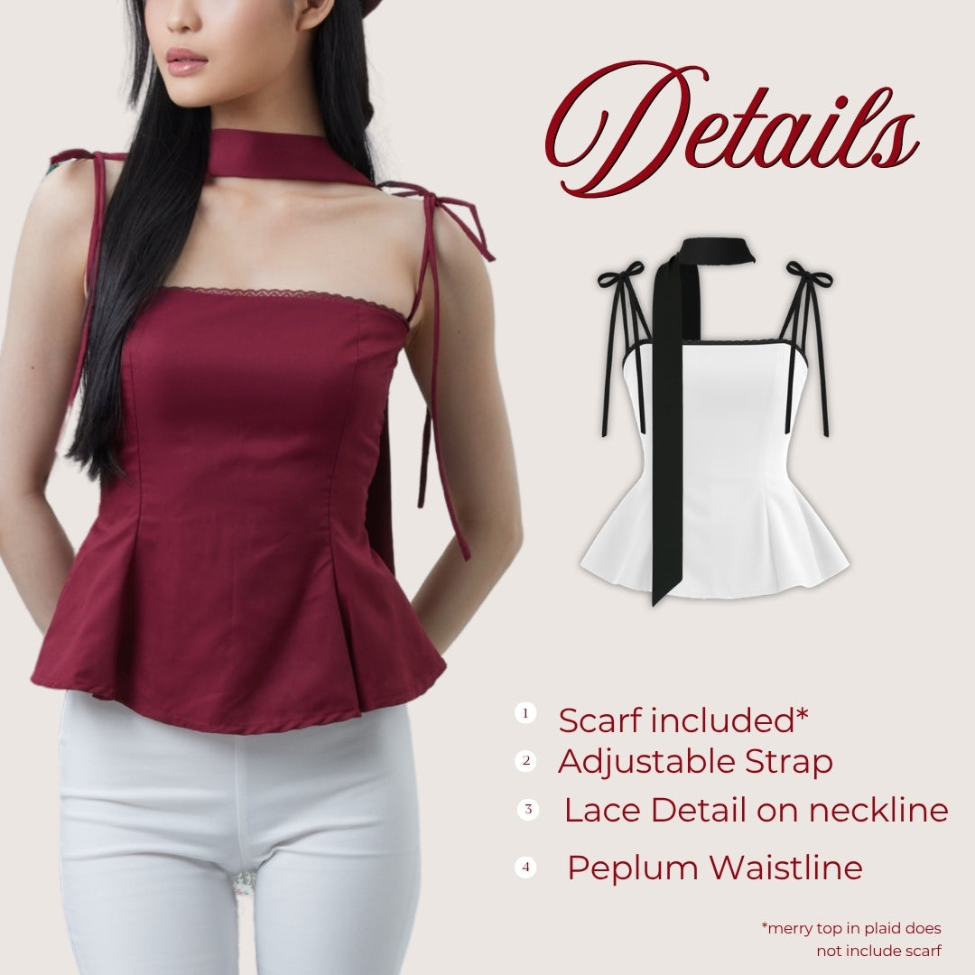 She Wears Sugar – Merry Top | Christmas Top Wanita Halter Neck Scarf Atasan Natal Baju Fit Body