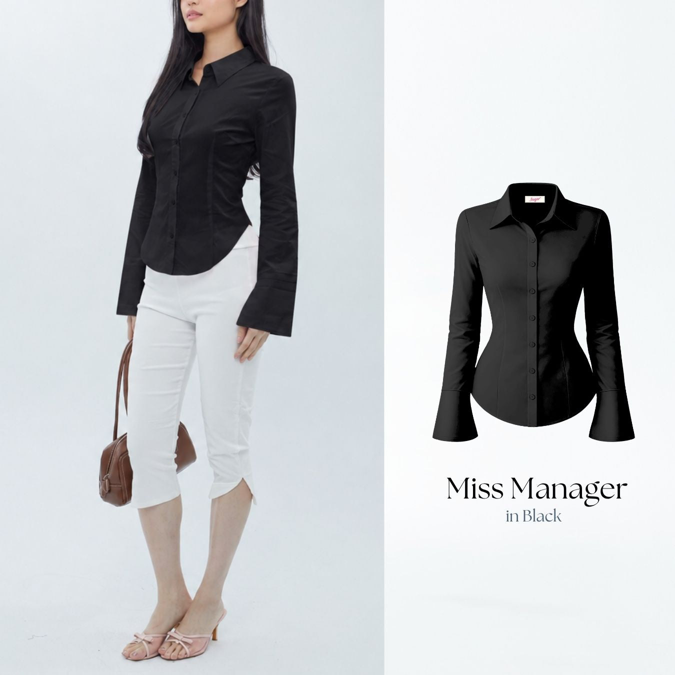 She Wears Sugar – Miss Manager Shirt | Atasan Wanita Kemeja Shirt Wanita Ngantor Outfit Kampus Korean Style Fit Body
