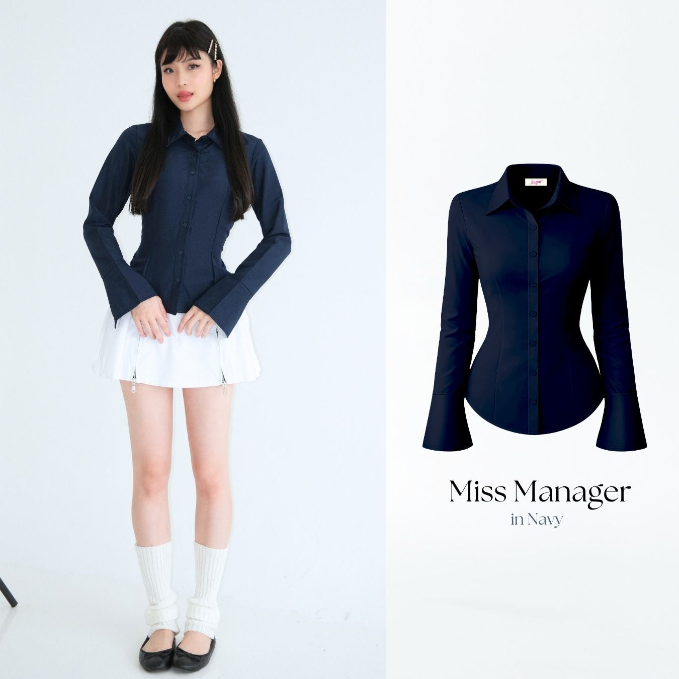 She Wears Sugar x Shagufta – Miss Manager Shirt | Atasan Wanita Kemeja Shirt Wanita Ngantor Outfit Kampus Korean Style Fit Body