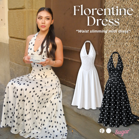 She Wears Sugar – Florentine Dress | Halter Maxi Drop Waist Lace Summer Bali Outfit Resort Wear