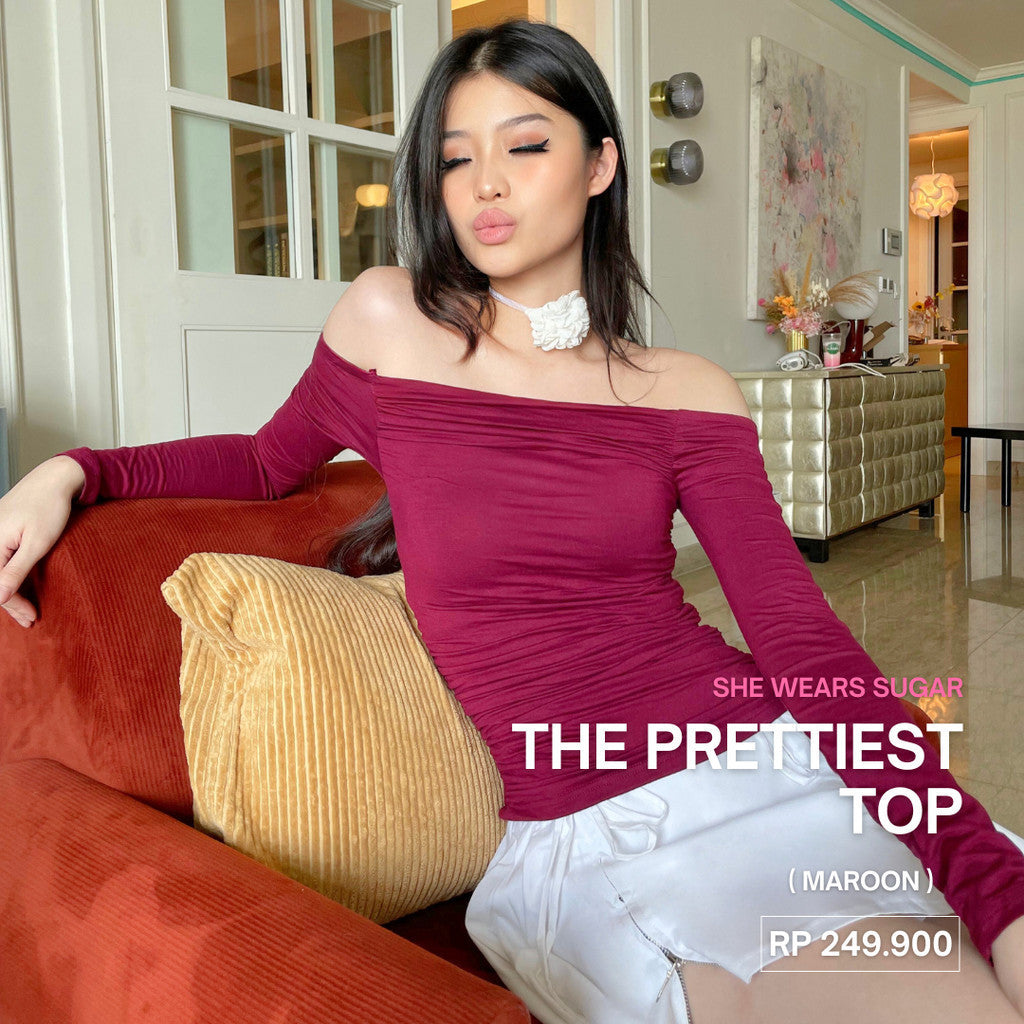 SHEWEARSSUGAR Basics - The Prettiest Top | Top Wanita | Atasan Lengan Panjang | Long Sleeve Top | Atasan Baju Wanita | Off Shoulder Top