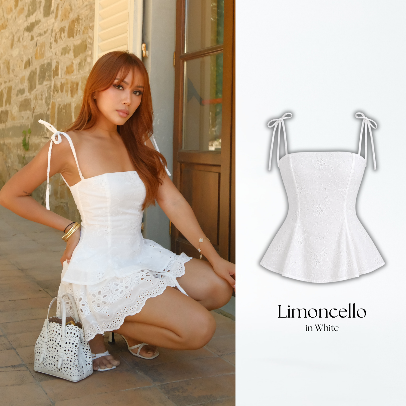 She Wears Sugar – Limoncello Top | Eyelet Peplum Top Corset Top Summer Bali Outfit Coquette