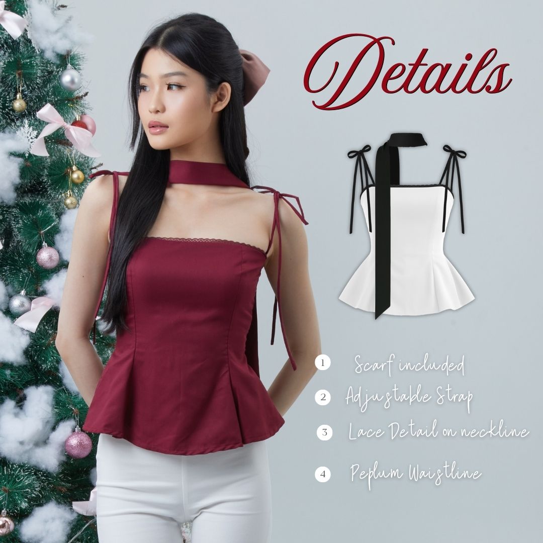 Shewearssugar - Merry Top | Chirstmas Top | Halter Neck | Scarf | Atasan Natal