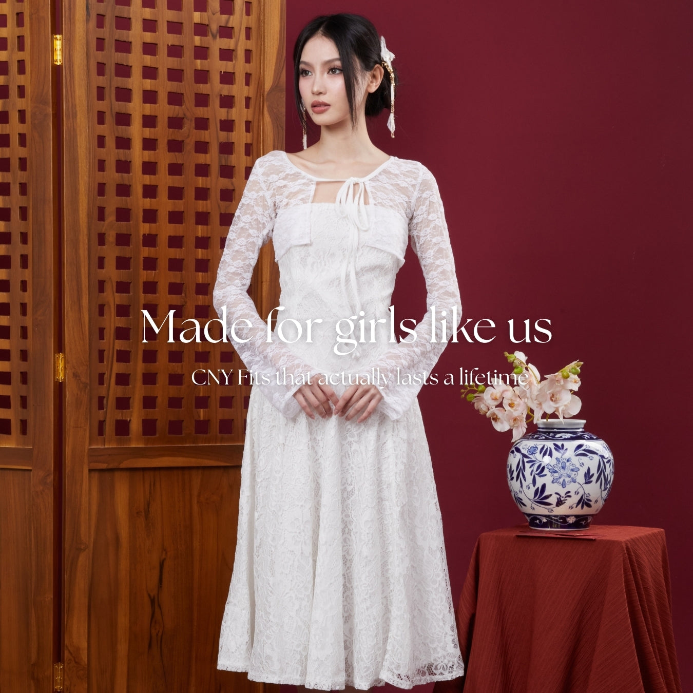 She Wears Sugar – Nini Cardigan | Wanita Stretch Lace Fitted Short Cardigan Bell Sleeve Adjustable Tie