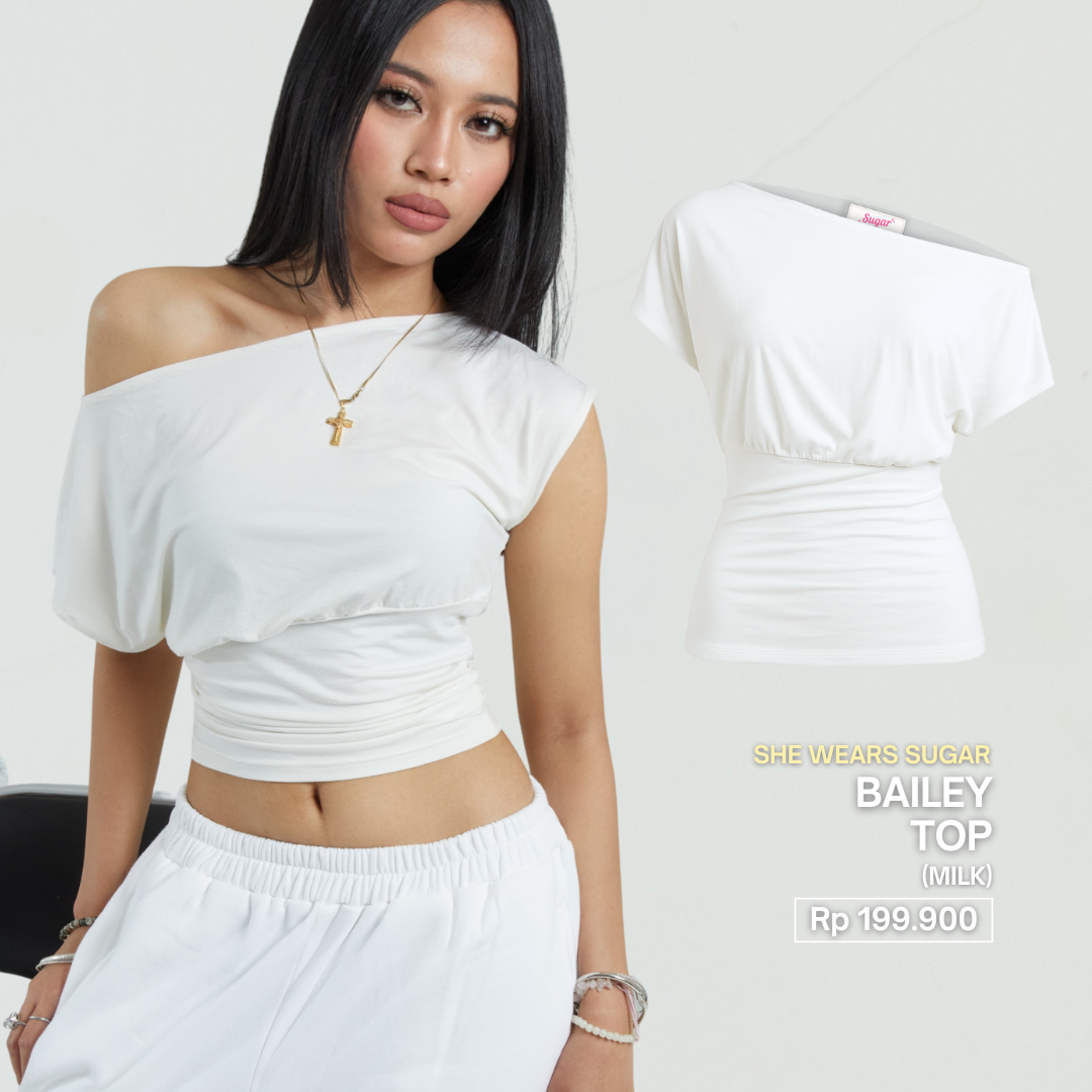 SHEWEARSSUGAR X VARREL RIEVERA —Bailey Fitted Top | T - Shirt Wanita | Atasan Baju | Wanita Cewe | Kaos Wanita | Blouse Fitted Tee